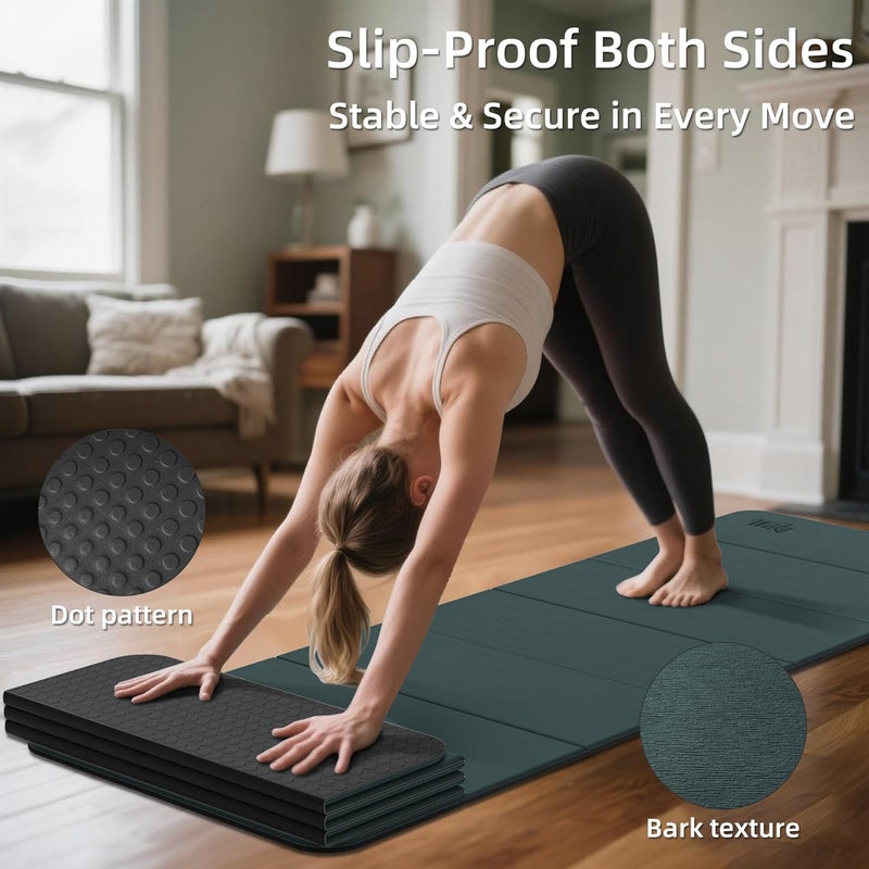WEILA 1/2 Inch Extra Thick Yoga Mat Pilates Equipment, 69"x24" Odorless Workout Mats for Home Gym, Non-slip Exercise Mats for Women Men Home Workout, Foldable Yoga Mats for Travel Camping Sleeping - Image 3